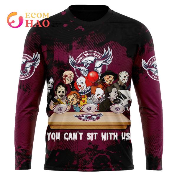 Manly Warringah Sea Eagles You Can’t Sit With Us Horror Movies Style 3D Hoodie