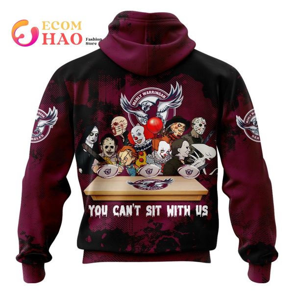 Manly Warringah Sea Eagles You Can’t Sit With Us Horror Movies Style 3D Hoodie