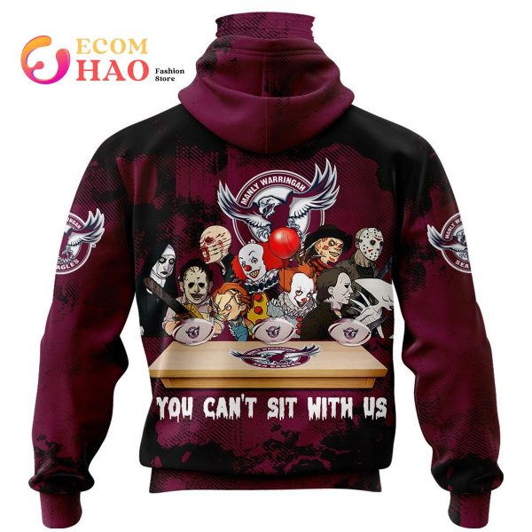 Manly Warringah Sea Eagles You Can’t Sit With Us Horror Movies Style 3D Hoodie