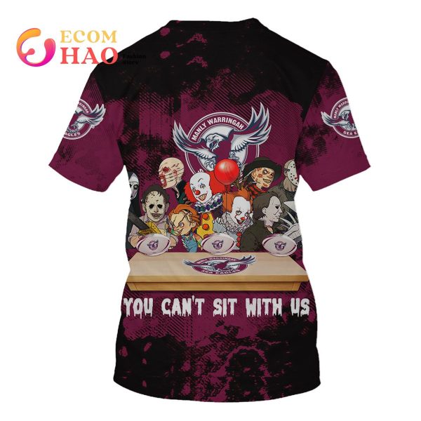 Manly Warringah Sea Eagles You Can’t Sit With Us Horror Movies Style 3D Hoodie