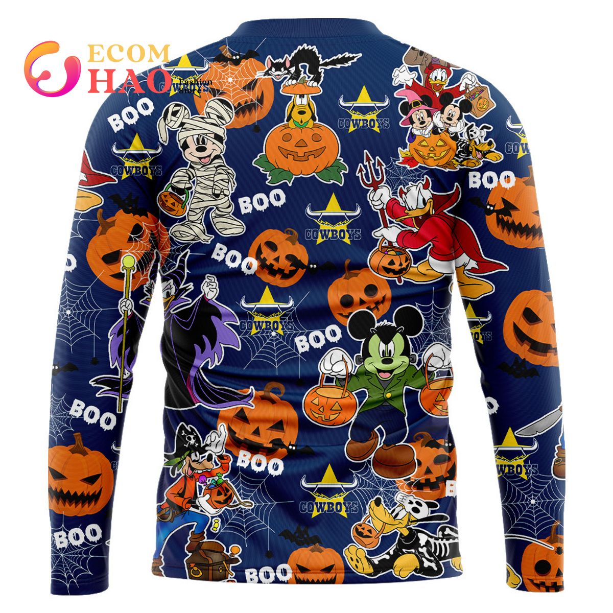 North Queensland Cowboys Mickey With Friends Happy Halloween 3D Hoodie