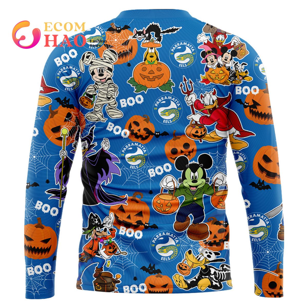 Parramatta Eels Mickey With Friends Happy Halloween 3D Hoodie