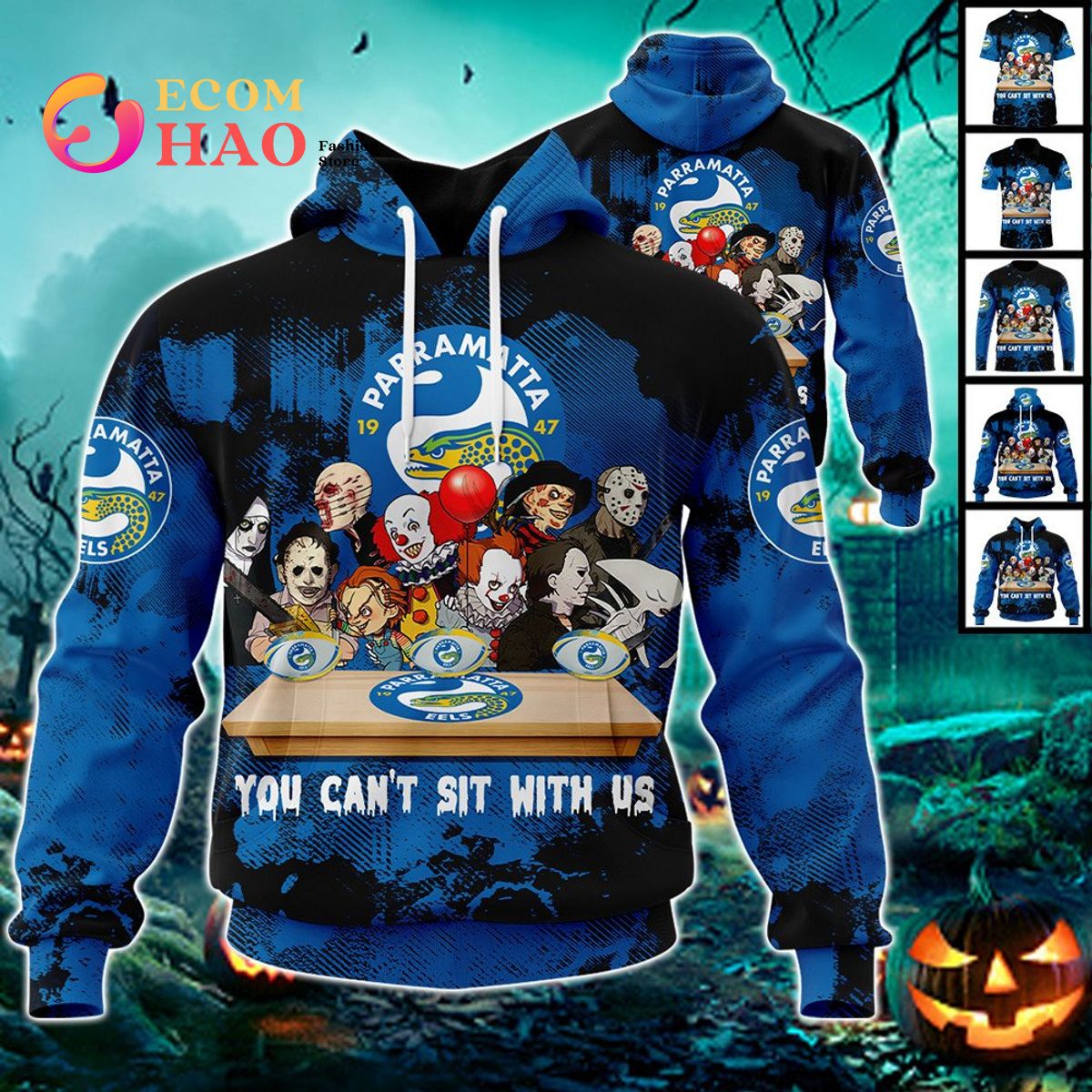 Parramatta Eels You Can’t Sit With Us Horror Movies Style 3D Hoodie