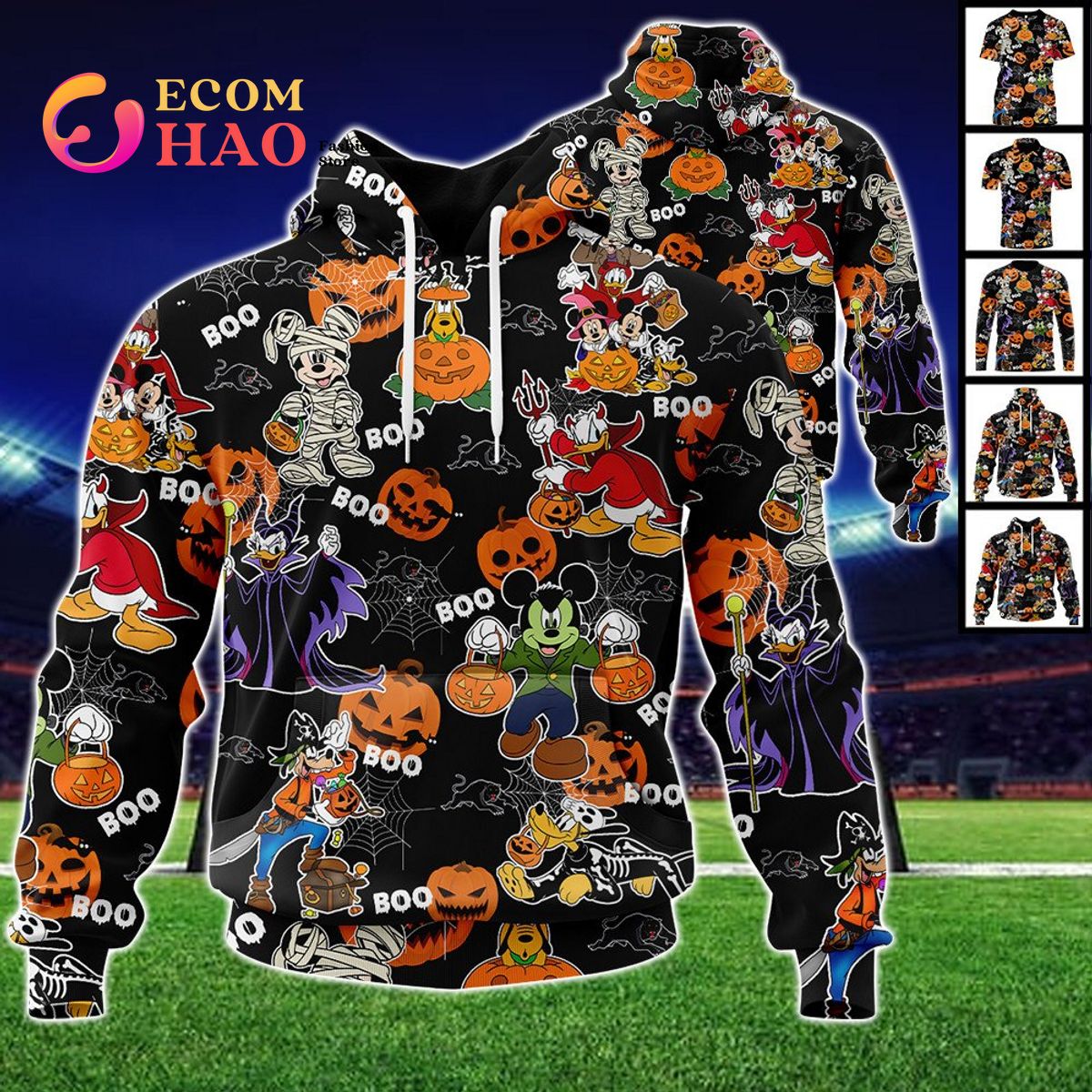 Penrith Panthers Mickey With Friends Happy Halloween 3D Hoodie