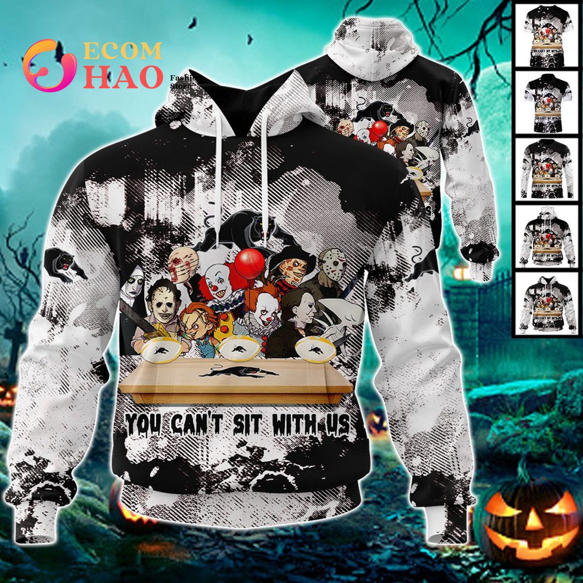 Penrith Panthers You Can’t Sit With Us Horror Movies Style 3D Hoodie