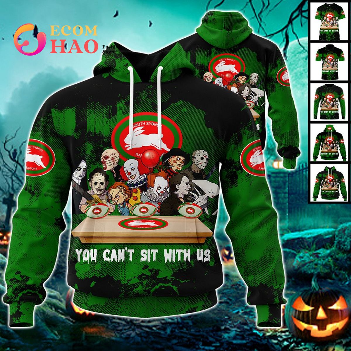 South Sydney Rabbitohs You Can’t Sit With Us Horror Movies Style 3D Hoodie