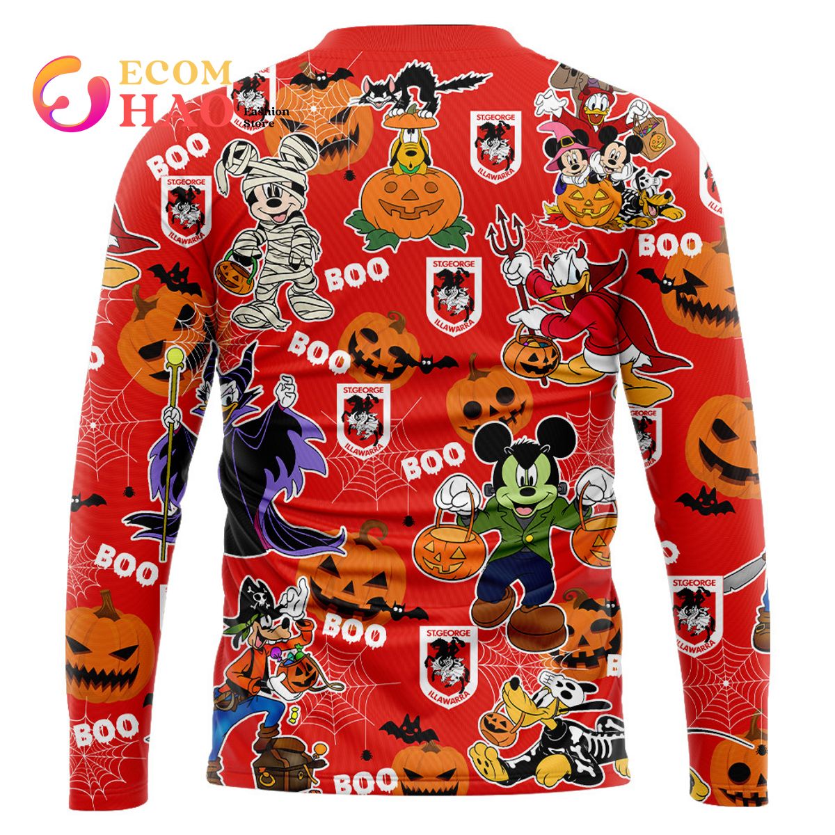 St. George Illawarra Dragons Mickey With Friends Happy Halloween 3D Hoodie