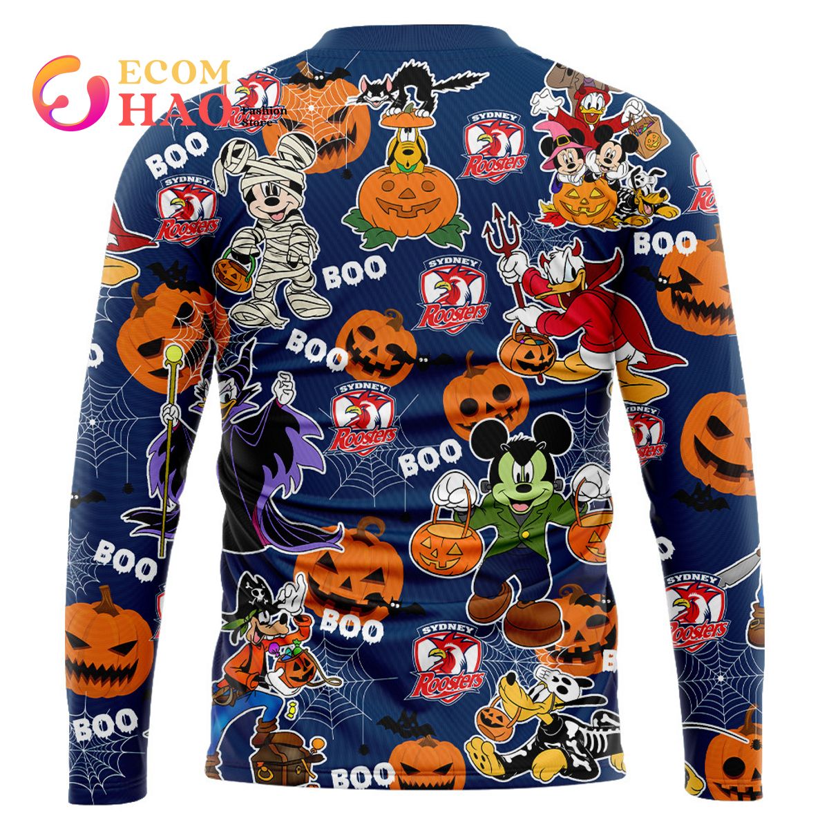 Sydney Roosters Mickey With Friends Happy Halloween 3D Hoodie