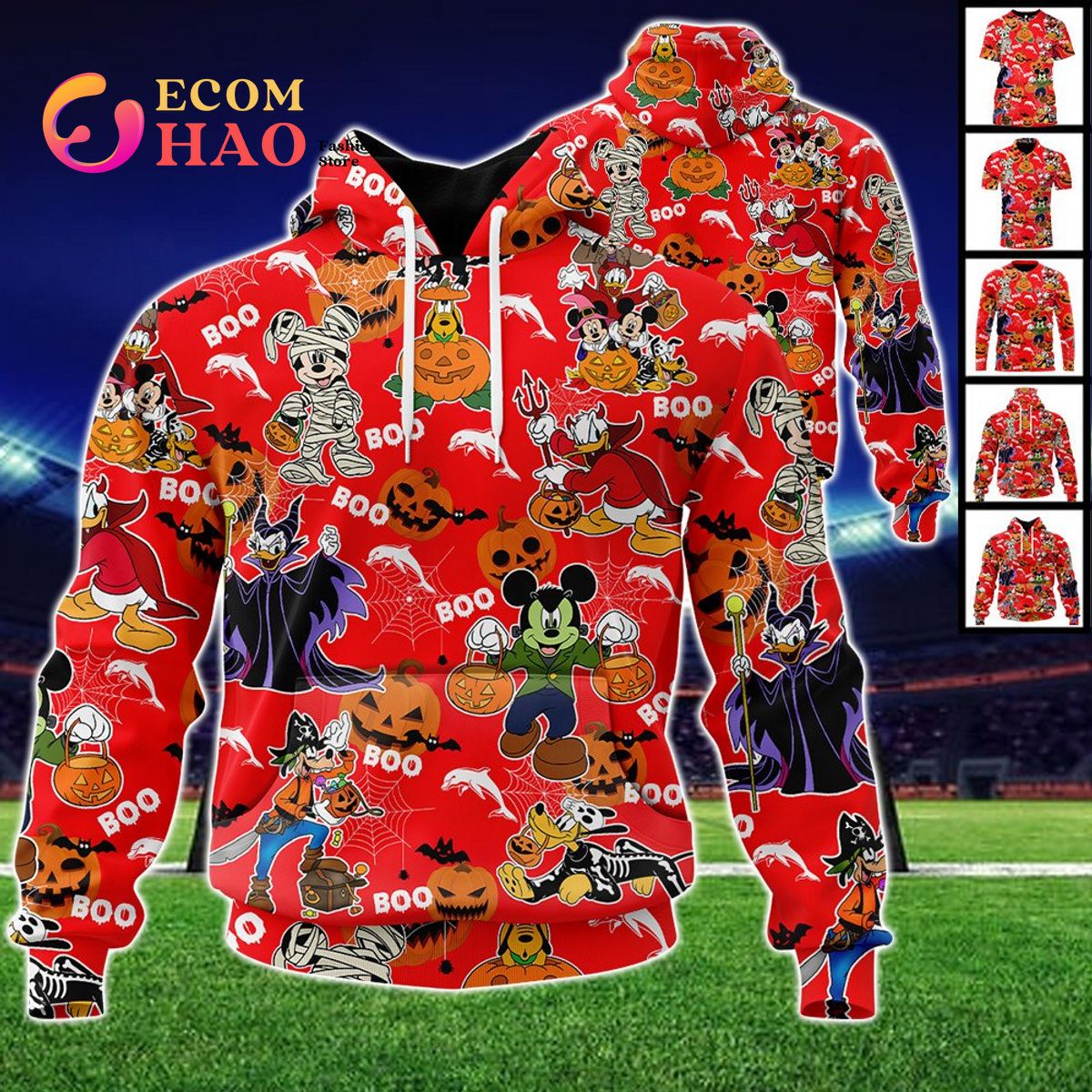 The Dolphins Mickey With Friends Happy Halloween 3D Hoodie