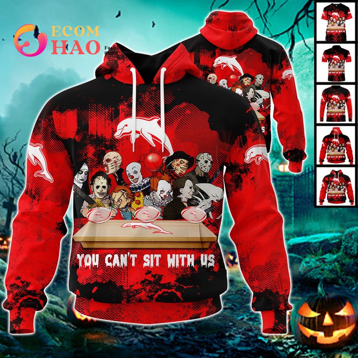 The Dolphins You Can’t Sit With Us Horror Movies Style 3D Hoodie