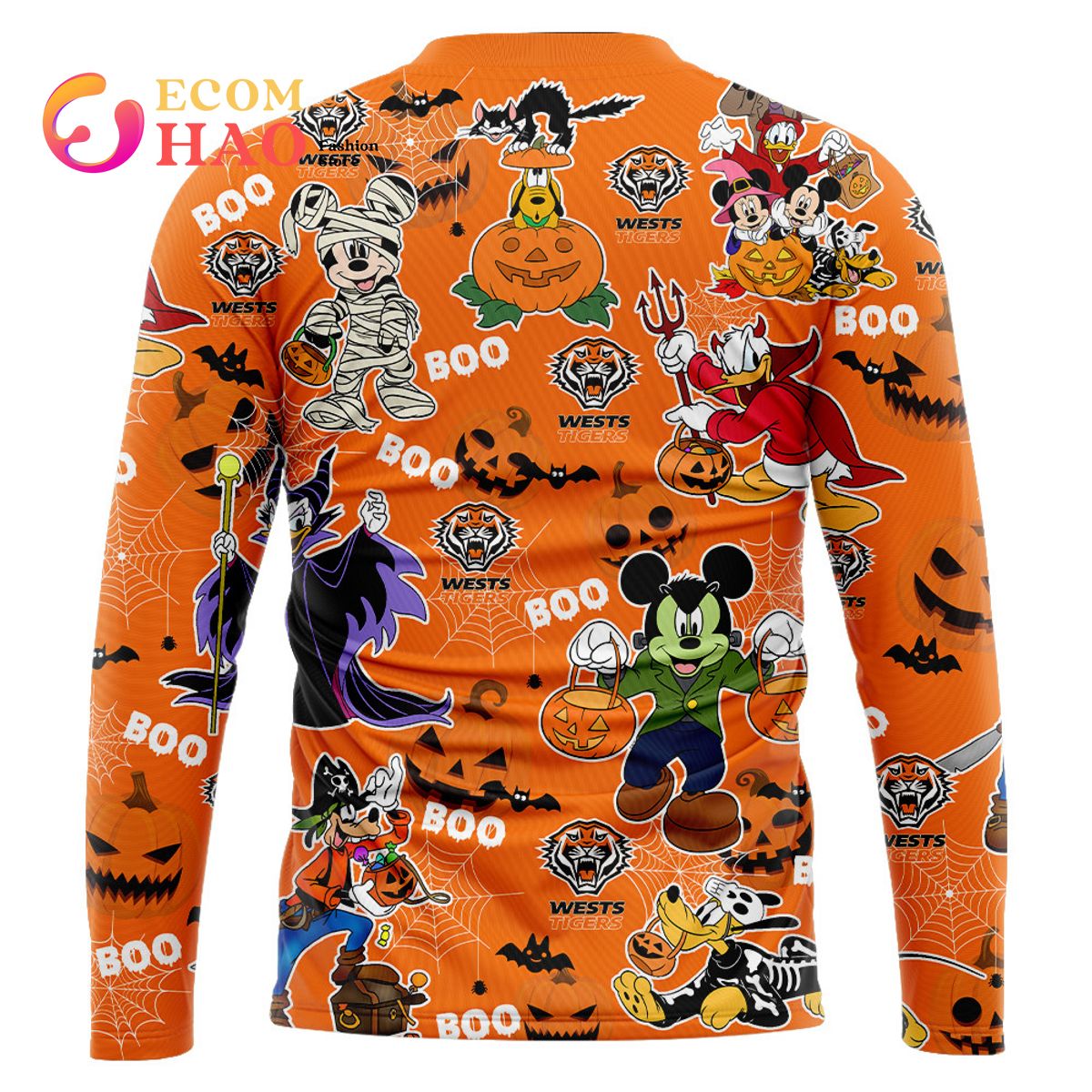 Wests Tigers Mickey With Friends Happy Halloween 3D Hoodie