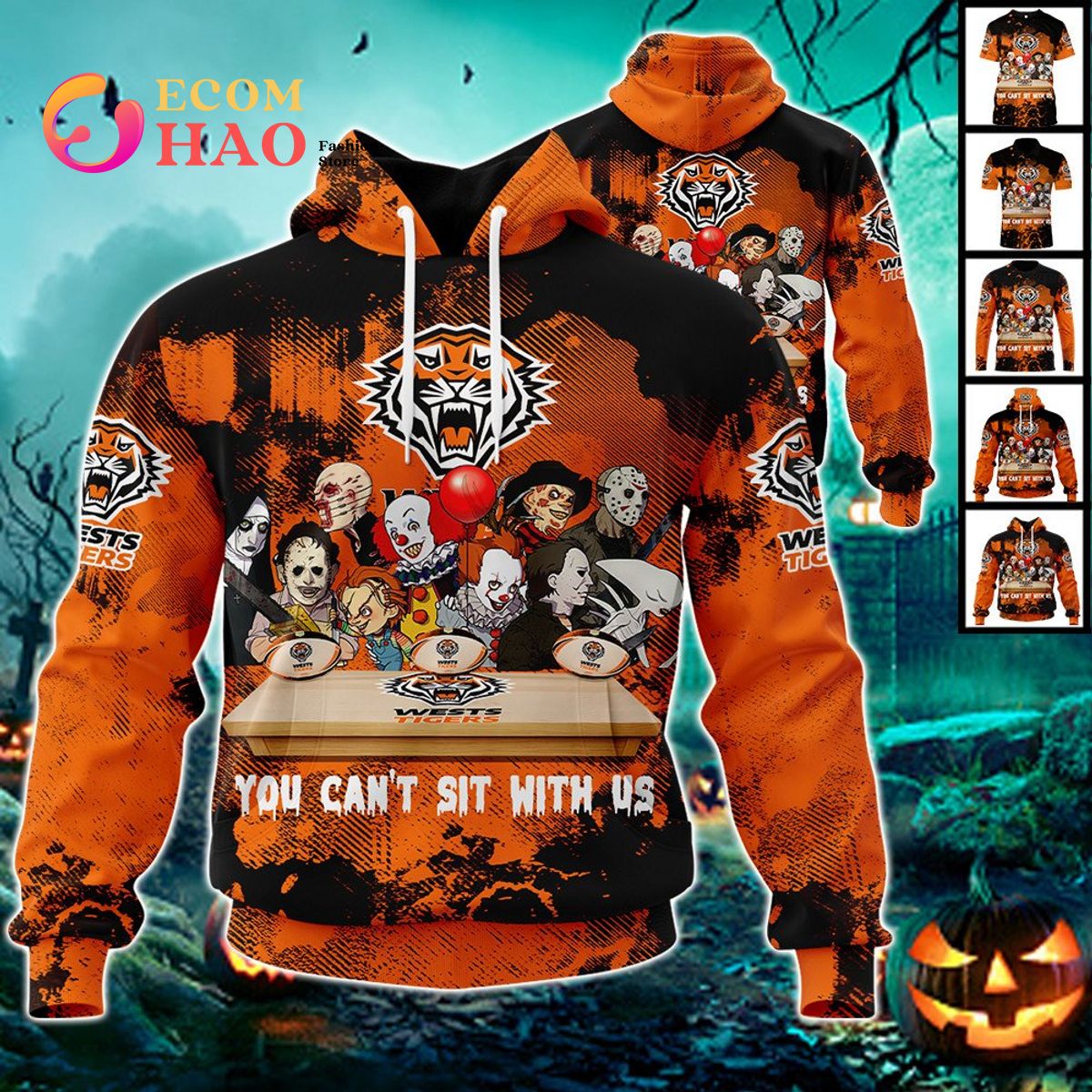 Wests Tigers You Can’t Sit With Us Horror Movies Style 3D Hoodie