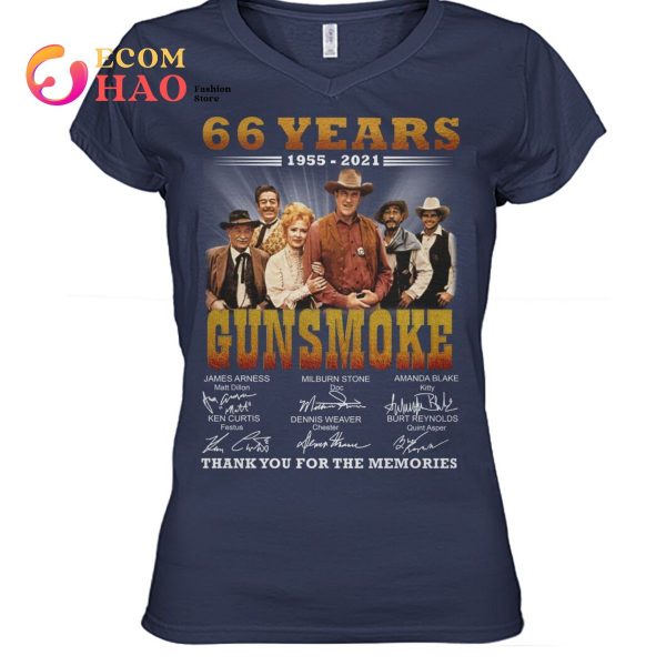 66 Years 1955-2021 Gun Smoke Thank You For The Memories T-Shirt