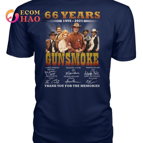 66 Years 1955-2021 Gun Smoke Thank You For The Memories T-Shirt