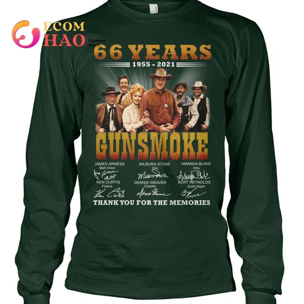 66 Years 1955-2021 Gun Smoke Thank You For The Memories T-Shirt