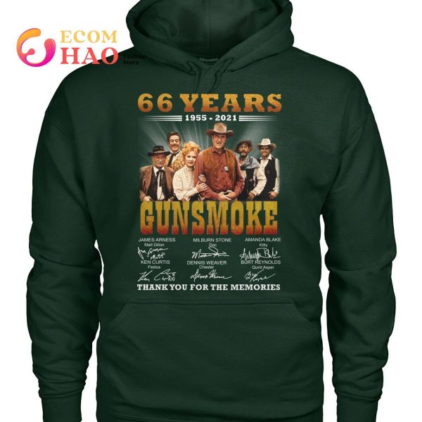 66 Years 1955-2021 Gun Smoke Thank You For The Memories T-Shirt