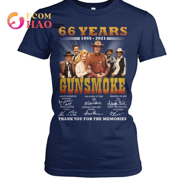 66 Years 1955-2021 Gun Smoke Thank You For The Memories T-Shirt