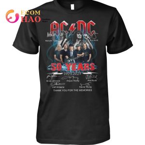 AC DC 50 Years 1973-2023 Thank For The Memories T-Shirt