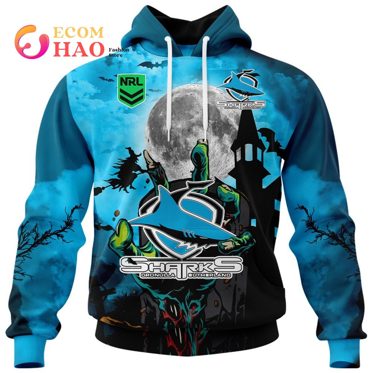 Cronulla-Sutherland Sharks Halloween Is Coming 3D Hoodie