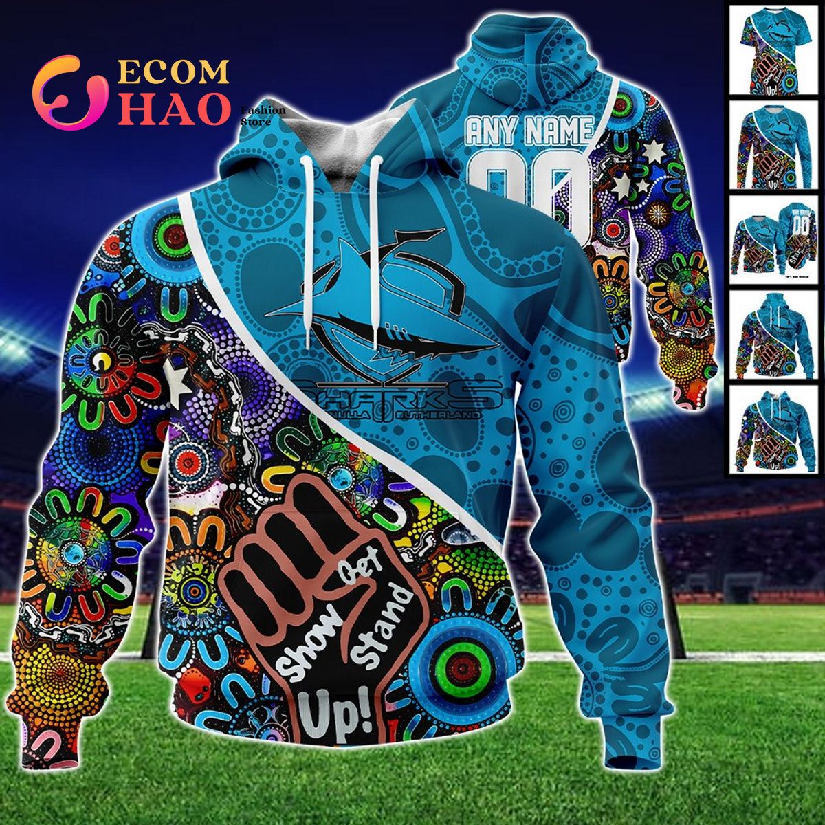 Cronulla-Sutherland Sharks Personalized Indigenous Naidoc 3D Hoodie