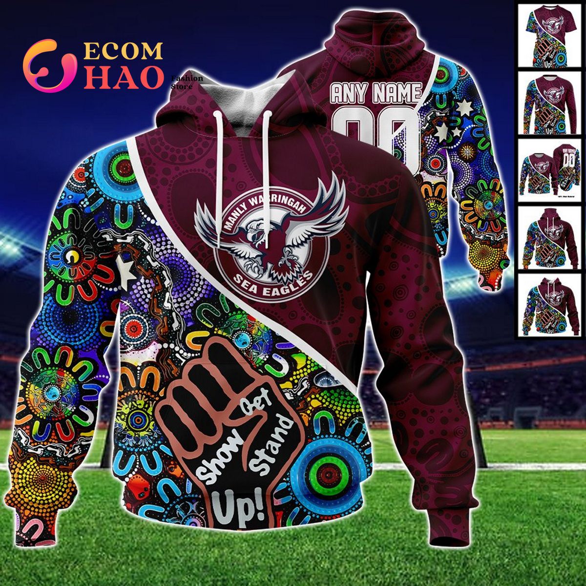 Manly Warringah Sea Eagles Personalized Indigenous Naidoc 3D Hoodie