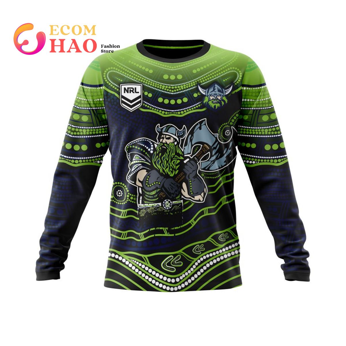 NRL Canberra Raiders Specialized Indigenous Concept With Team Mascot 3D Hoodie