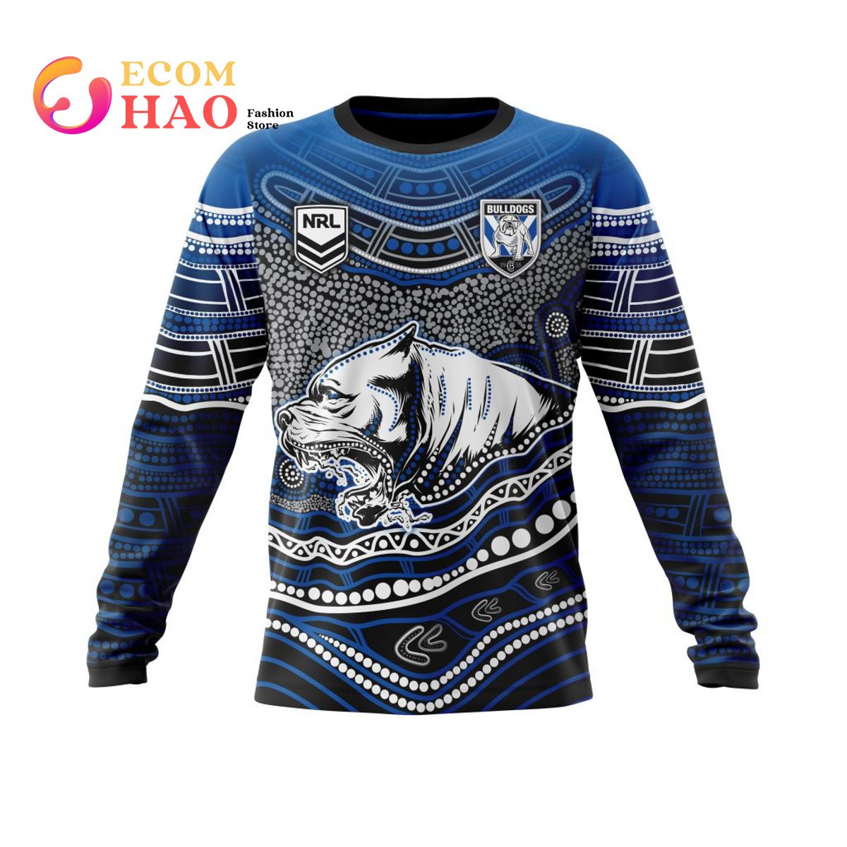 NRL Canterbury-Bankstown Bulldogs Specialized Indigenous Concept With Team Mascot 3D Hoodie