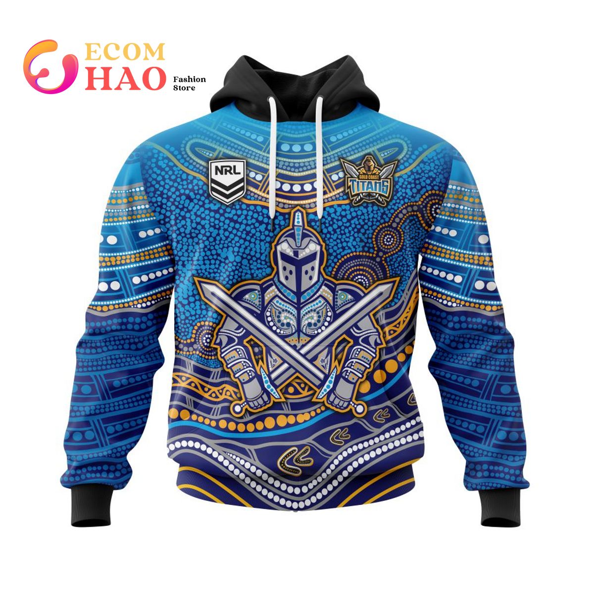 NRL Gold Coast Titans Specialized Indigenous Concept With Team Mascot 3D Hoodie