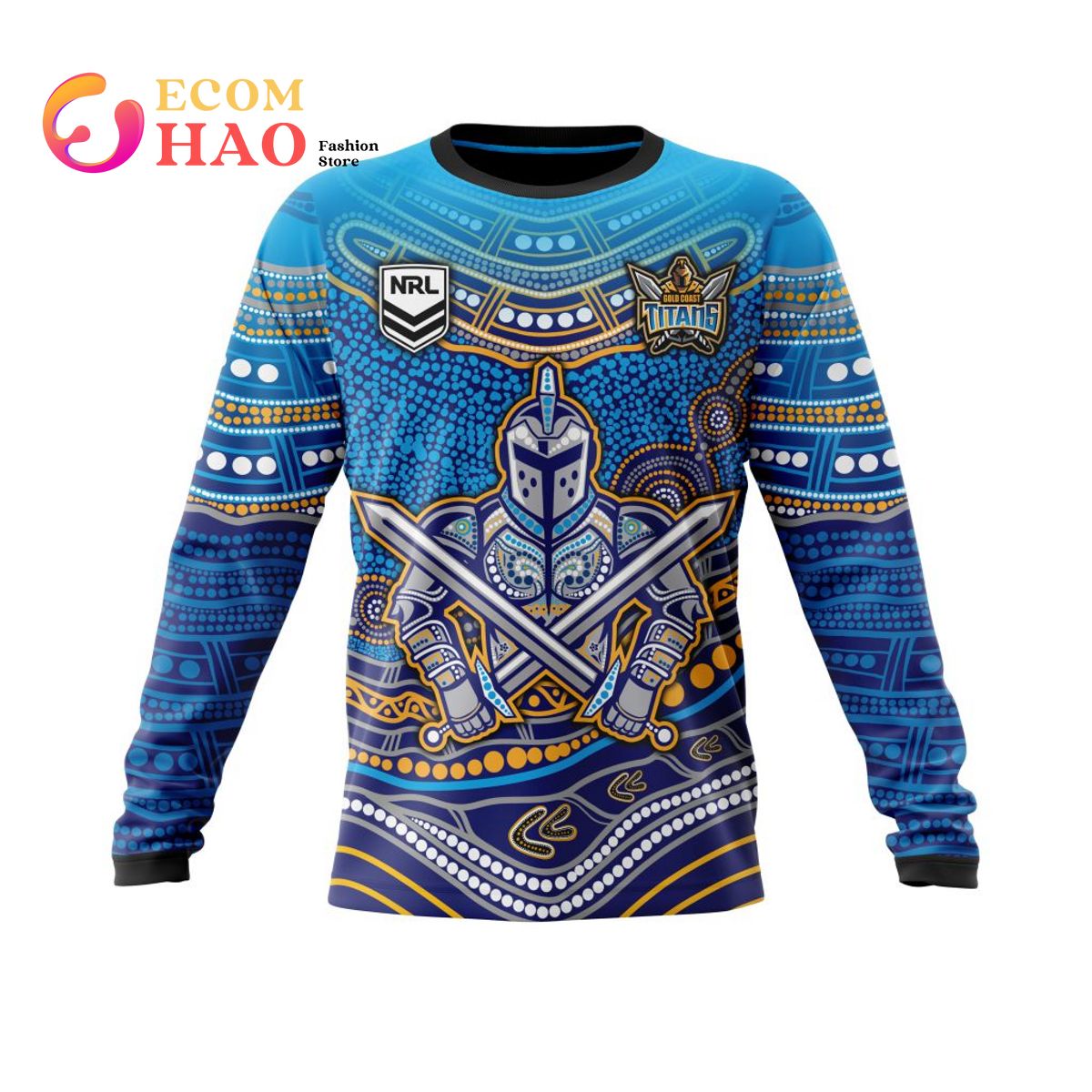 NRL Gold Coast Titans Specialized Indigenous Concept With Team Mascot 3D Hoodie