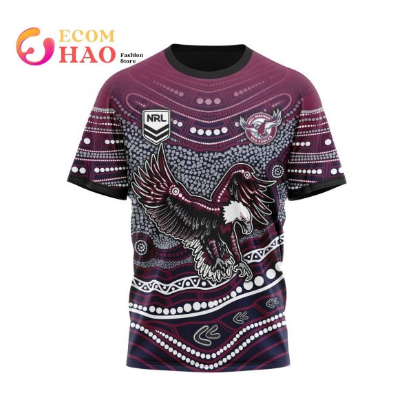 NRL Manly Warringah Sea Eagles Specialized Indigenous Concept With Team Mascot 3D Hoodie