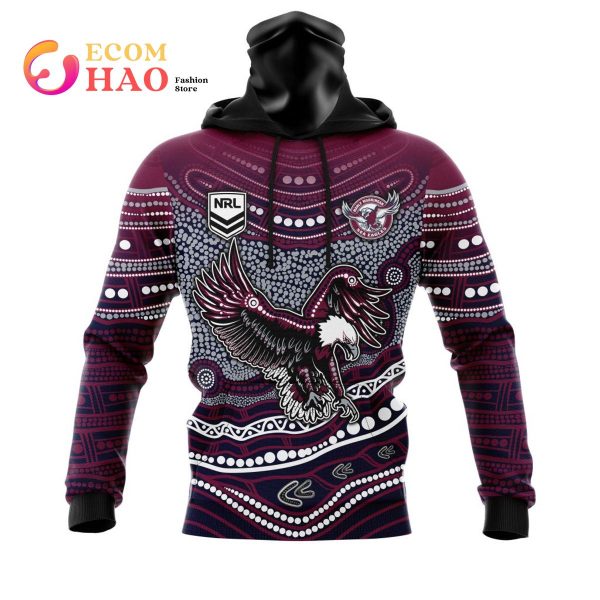 NRL Manly Warringah Sea Eagles Specialized Indigenous Concept With Team Mascot 3D Hoodie