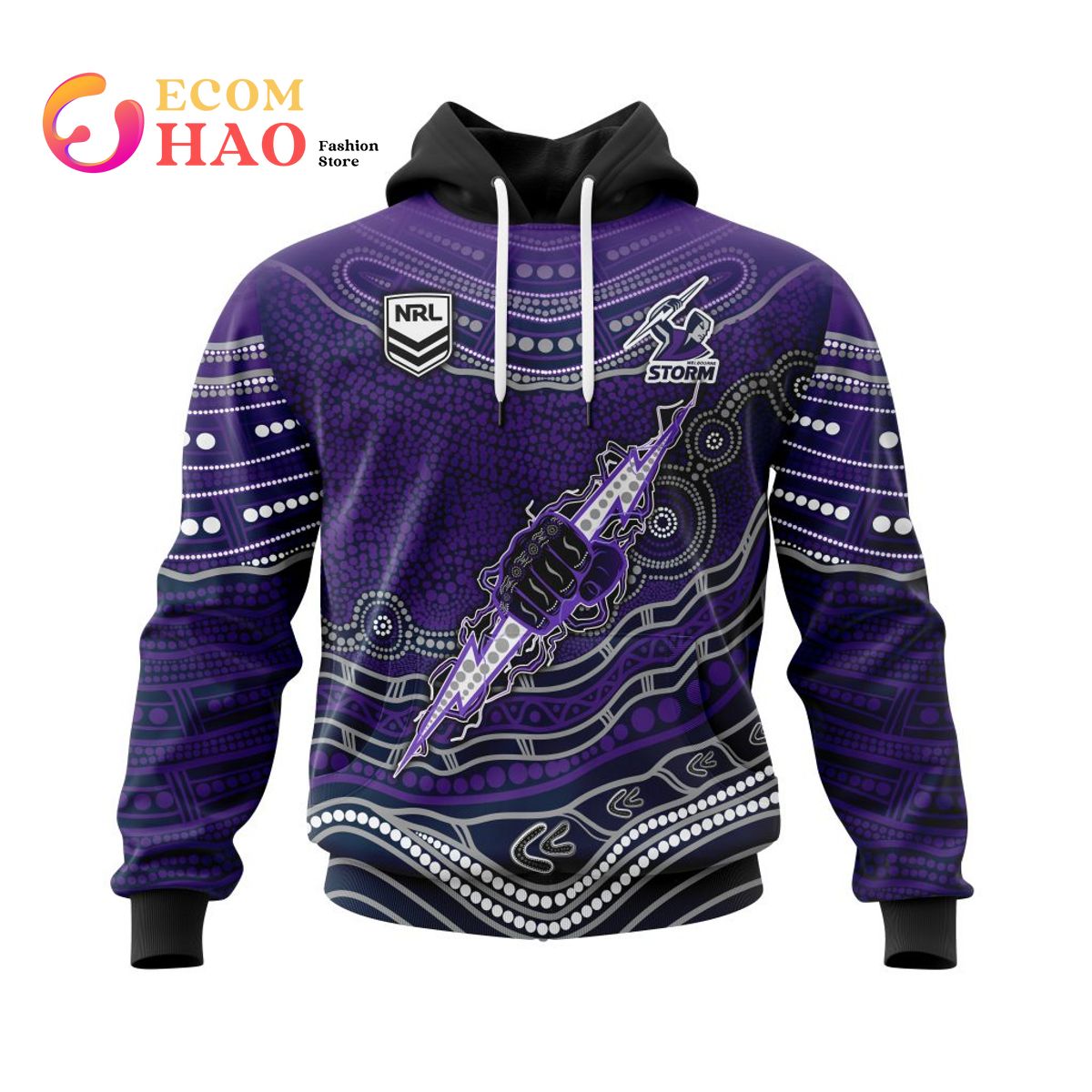 NRL Melbourne Storm Specialized Indigenous Concept With Team Mascot 3D Hoodie