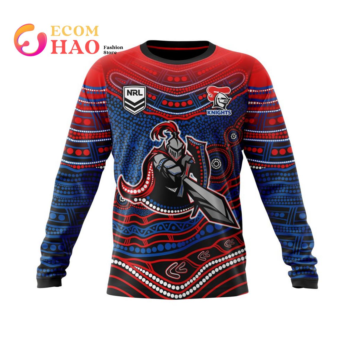 NRL Newcastle Knights Specialized Indigenous Concept With Team Mascot 3D Hoodie