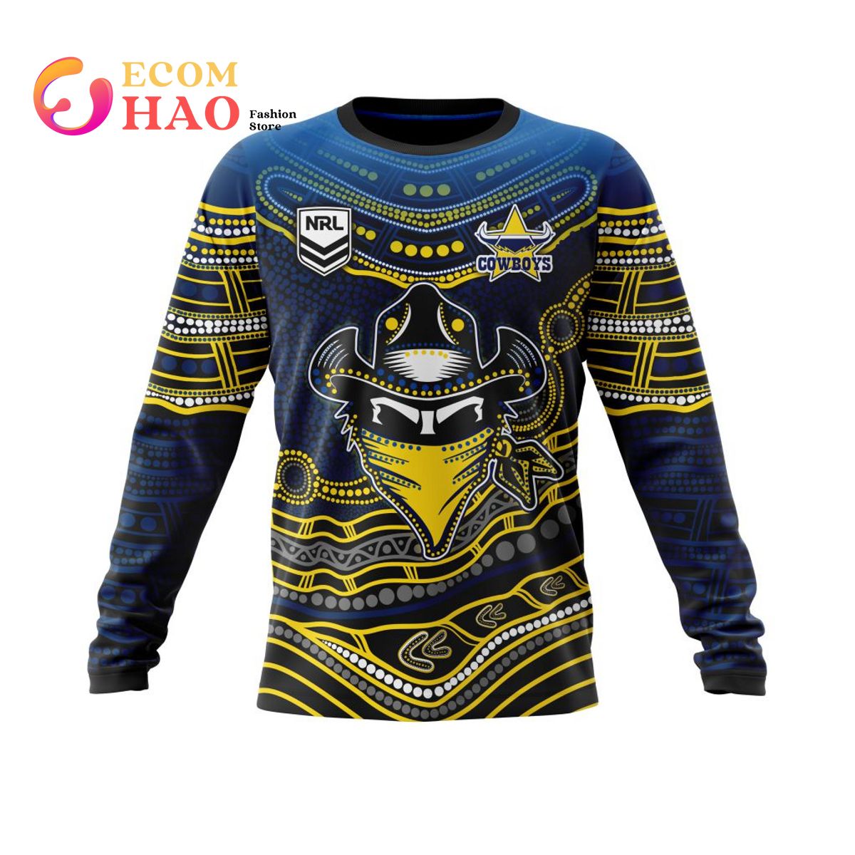 NRL North Queensland Cowboys Specialized Indigenous Concept With Team Mascot 3D Hoodie