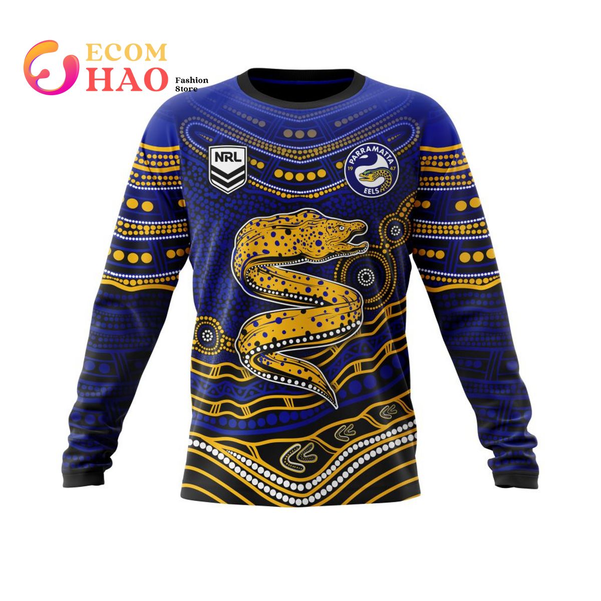 NRL Parramatta Eels Specialized Indigenous Concept With Team Mascot 3D Hoodie