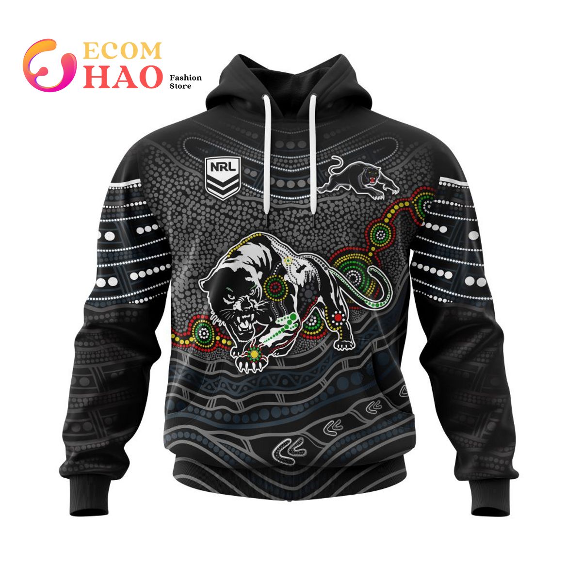 NRL Penrith Panthers Specialized Indigenous Concept With Team Mascot 3D Hoodie