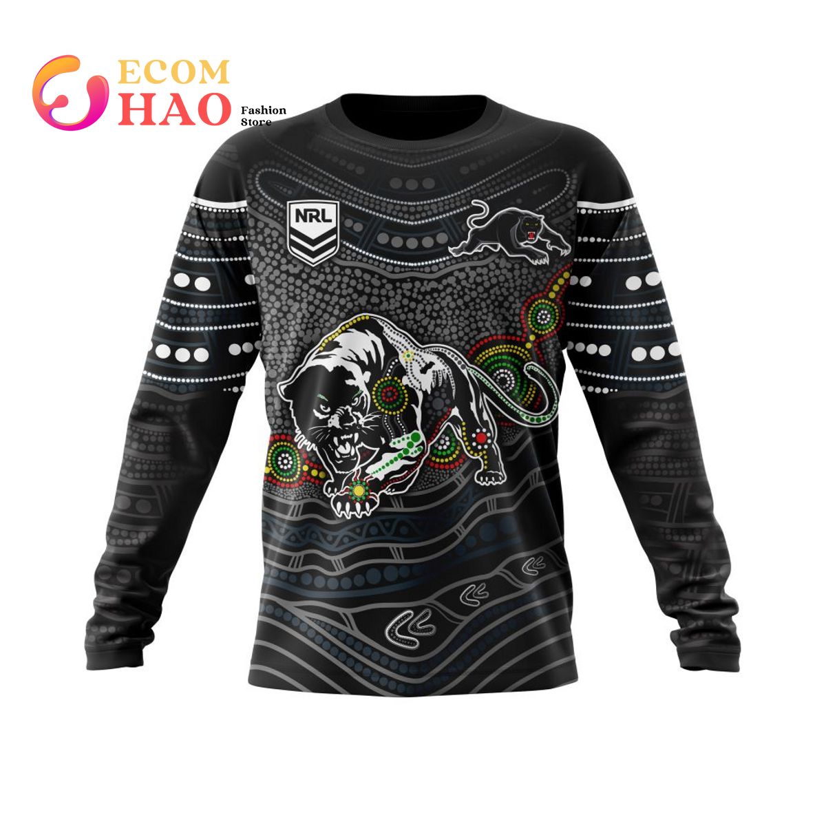 NRL Penrith Panthers Specialized Indigenous Concept With Team Mascot 3D Hoodie