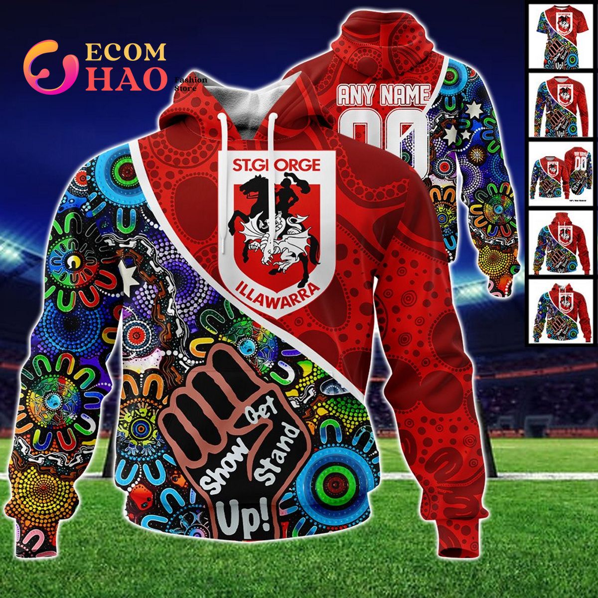 St. George Illawarra Dragons Personalized Indigenous Naidoc 3D Hoodie