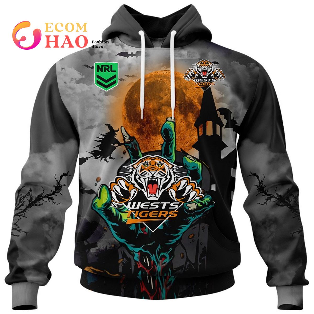 Wests Tigers Halloween Is Coming 3D Hoodie