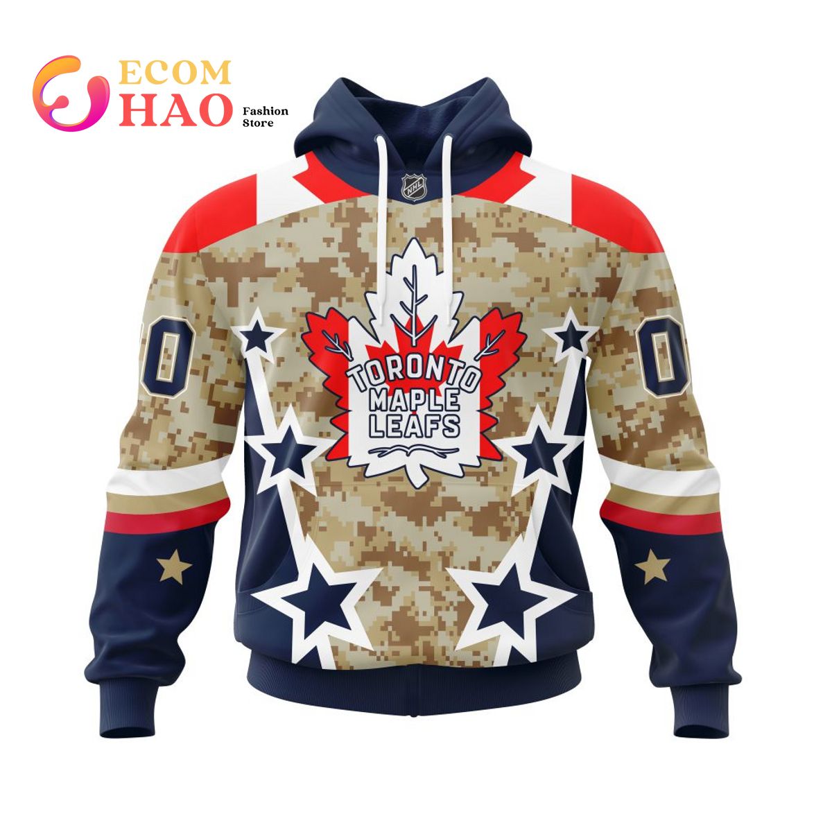 NHL Toronto Maple Leafs Specialized Camo Color And Our Beloved Canadien Flag 3D Hoodie