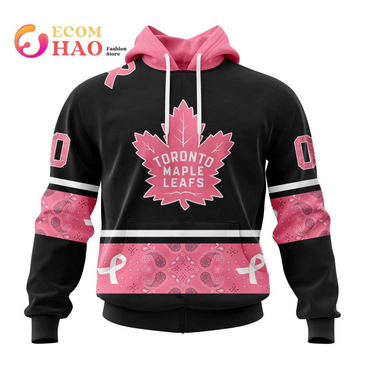 NHL Toronto Maple Leafs Specialized Design In Classic Style With Paisley! IN OCTOBER WE WEAR PINK BREAST CANCER 3D Hoodie