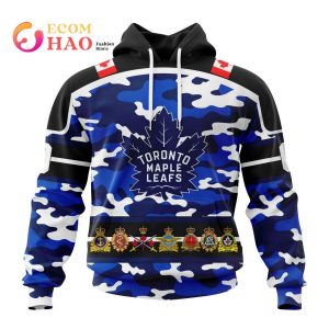 NHL Toronto Maple Leafs Specialized Design Wih Camo Team Color And Military Force Logo 3D Hoodie