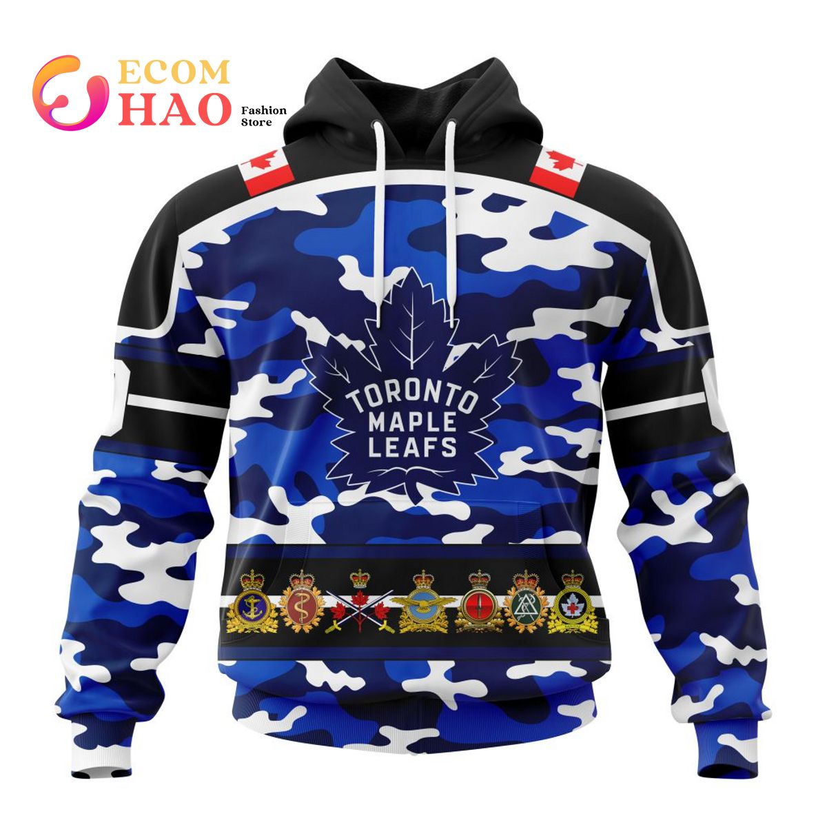 NHL Toronto Maple Leafs Specialized Design Wih Camo Team Color And Military Force Logo 3D Hoodie