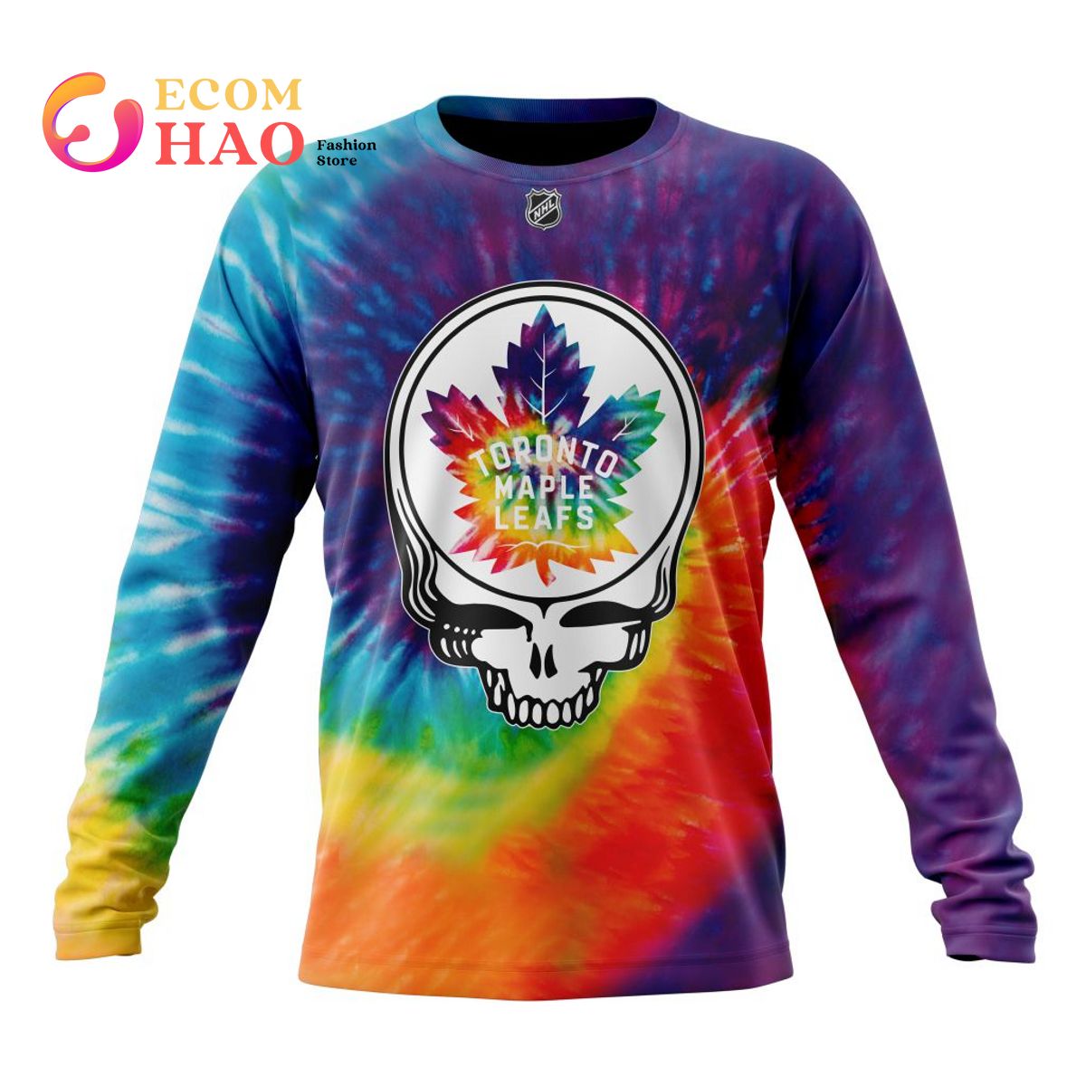 NHL Toronto Maple Leafs Specialized Grateful Dead Tie Dye 3D Hoodie