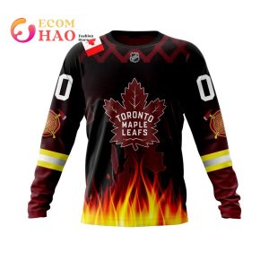 NHL Toronto Maple Leafs Specialized Honorr Firefighter As Hero Of The Game With The Flames Pattern Kits 3D Hoodie