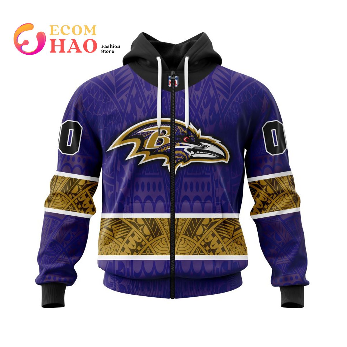 NFL Baltimore Ravens Specialized Native With Samoa Culture 3D Hoodie