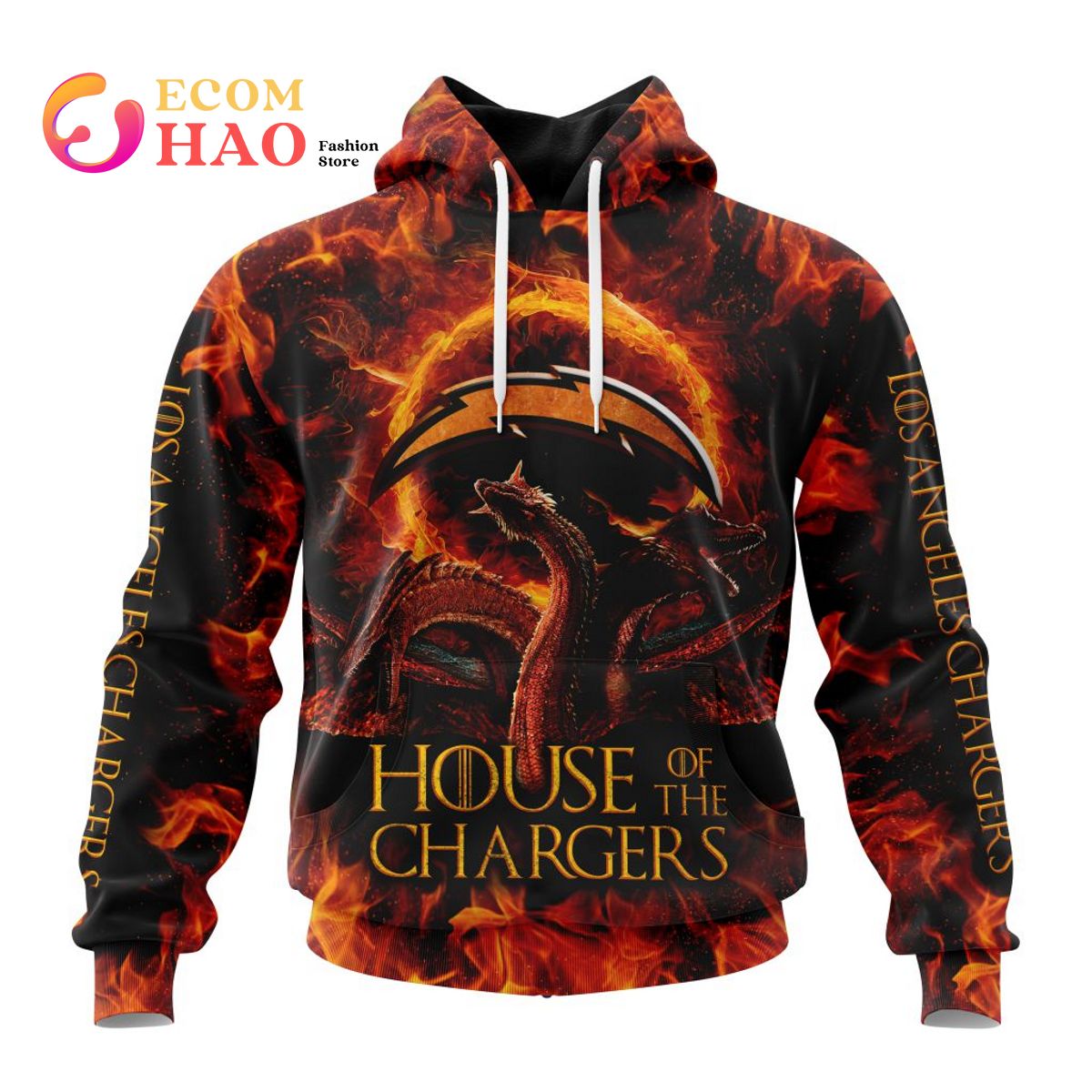 NFL Los Angeles Chargers GAME OF THRONES – HOUSE OF THE CHARGERS 3D Hoodie