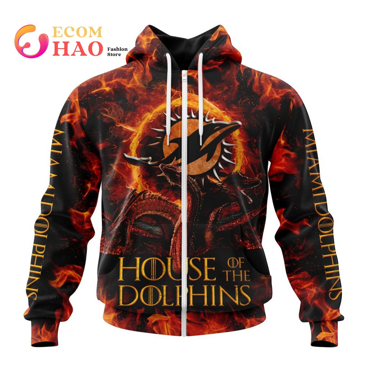 NFL Miami Dolphins GAME OF THRONES – HOUSE OF THE DOLPHINS 3D Hoodie