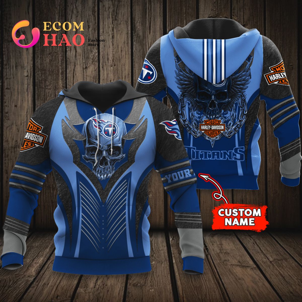 NFL Tennessee Titans Harley Davidson 3D Hoodie Luxury Items