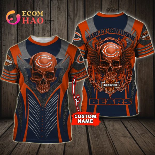 Chicago Bears NFL Custom Name And Number Skull Halloween Gift For Fan 3D  Hoodie